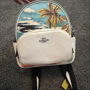 Coach White and Blue Leather Backpack